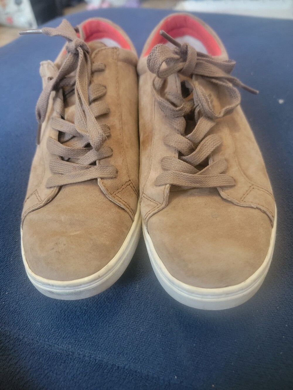 UGG Taupe Suede Low-Top Sneakers with Pink Lining